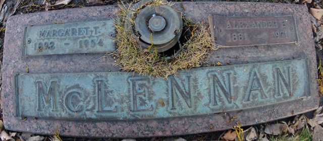 Photo of headstones/Alexander E McLennan d1971 Greenwood cem Oregon